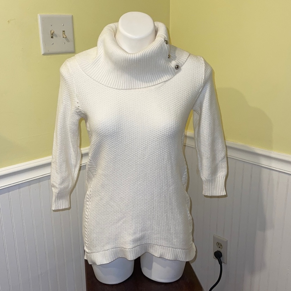 White House Black Market Ladies white turtleneck sweater. Size medium.